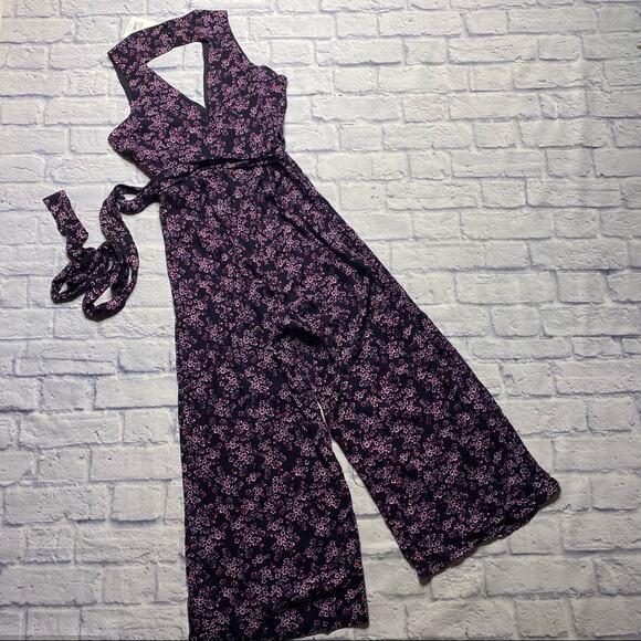 NEW JACK by BB Dakota Swish Swish Deep Blue Ditsy Printed Maxi Jumpsuit - Picture 7 of 10